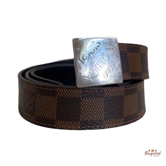 Authentic Louis Vuitton Damier Azur Canvas Leather Reversible Silver Buckle 36 - Picture 12 of 12